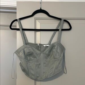 Zara Sage Green Fitted Bustier Top